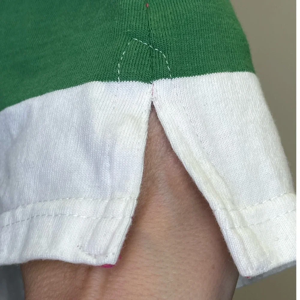 Guinness Green White Striped Polo with Pink Trim - Picture 7 of 8